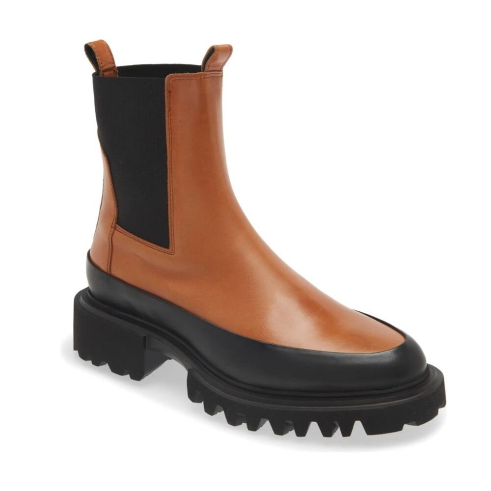 ❤️❤️ All Saints Harlee Women Tan Lug Sole Chelsea Boot Leather Padded❤️❤️size 7